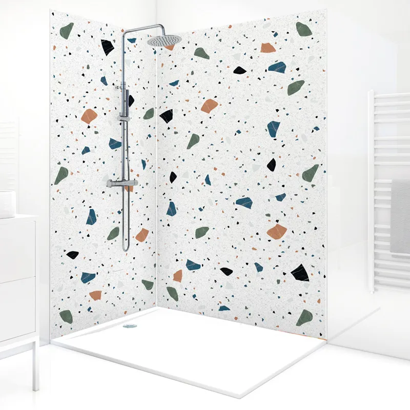 Panneau mural de douche Terrazzo Straciatella - Design effet pierre | 99DECO