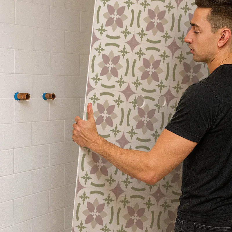 Panneau mural de douche Dahlia Rose - Design carreaux de ciment | 99 Déco