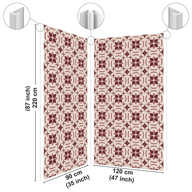 Panneau mural de douche Dahlia Bordeaux - Design carreaux de ciment | 99 Déco