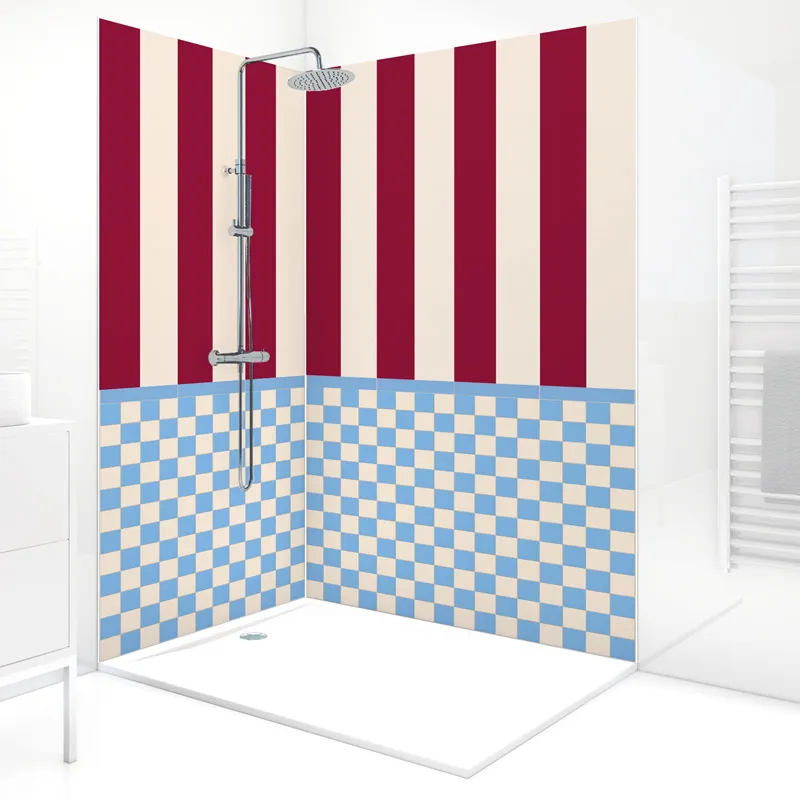 Panneau mural de douche Quadretti Bleu - Design damier | 99 Déco