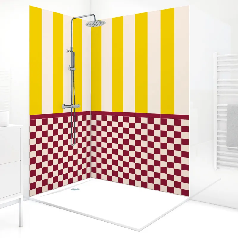 Panneau mural de douche Quadretti Bordeaux - Design damier | 99 Déco