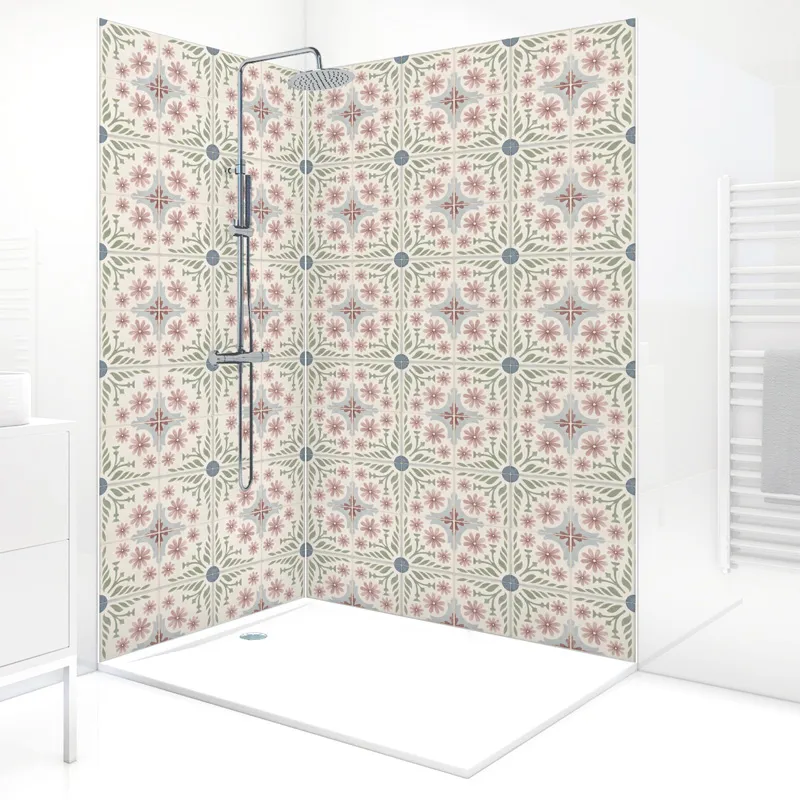 Panneau mural de douche Corolle Rose - Design végétal | 99 Déco
