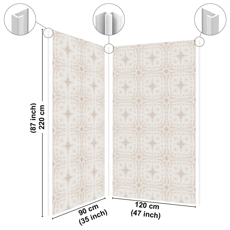Panneau mural de douche Corolle Beige - Effet carreaux ciment | 99 Déco