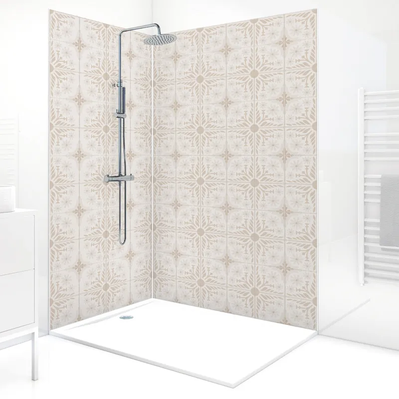 Panneau mural de douche Corolle Beige - Effet carreaux ciment | 99 Déco