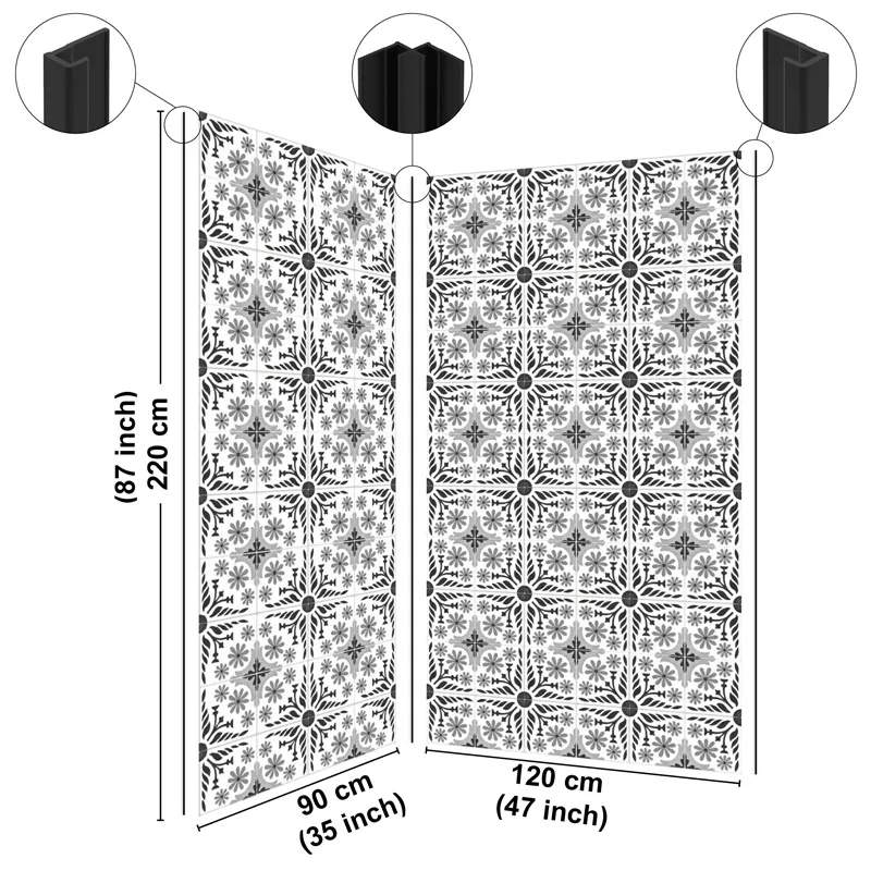 Panneau mural de douche Corolle Noir et blanc - Végétal | 99DECO