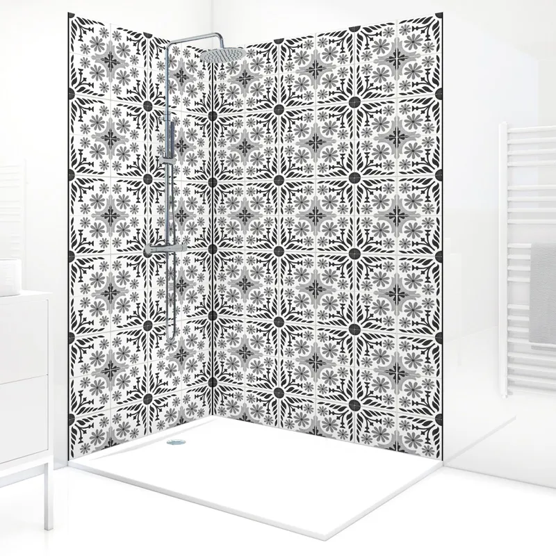 Panneau mural de douche Corolle Noir et blanc - Végétal | 99DECO