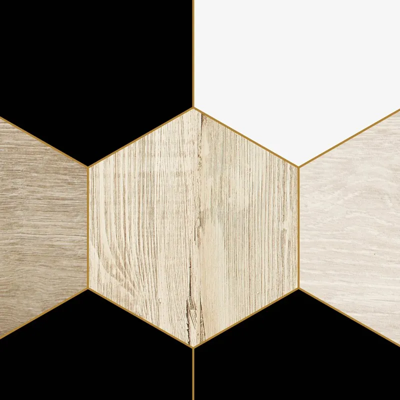 Crédence cuisine aluminium hexagones bois | 99DECO