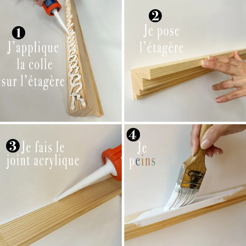 Pack moulures murales bois avec étagères Célestine A | 99 Déco