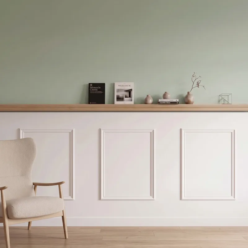 Pack moulures murales bois avec étagères Célestine C | 99 Déco