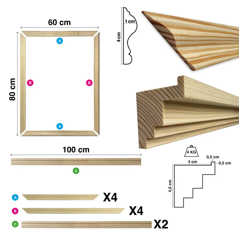 Pack moulures murales bois avec étagères Célestine D | 99 Déco