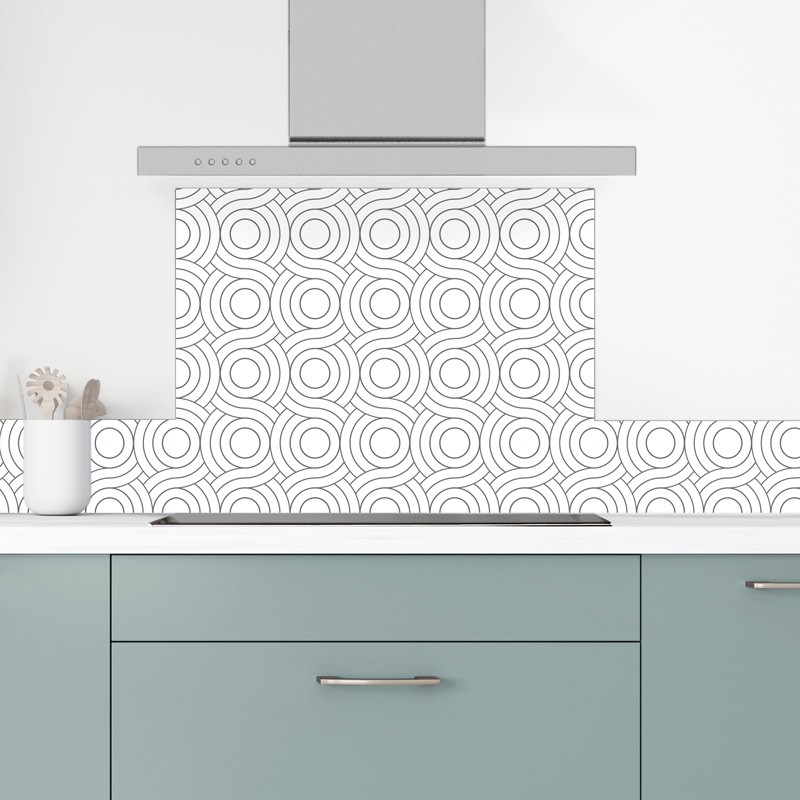 Crédence de cuisine en aluminium motif gris et blanc Crédence de cuisine en aluminium motif gris et blanc
