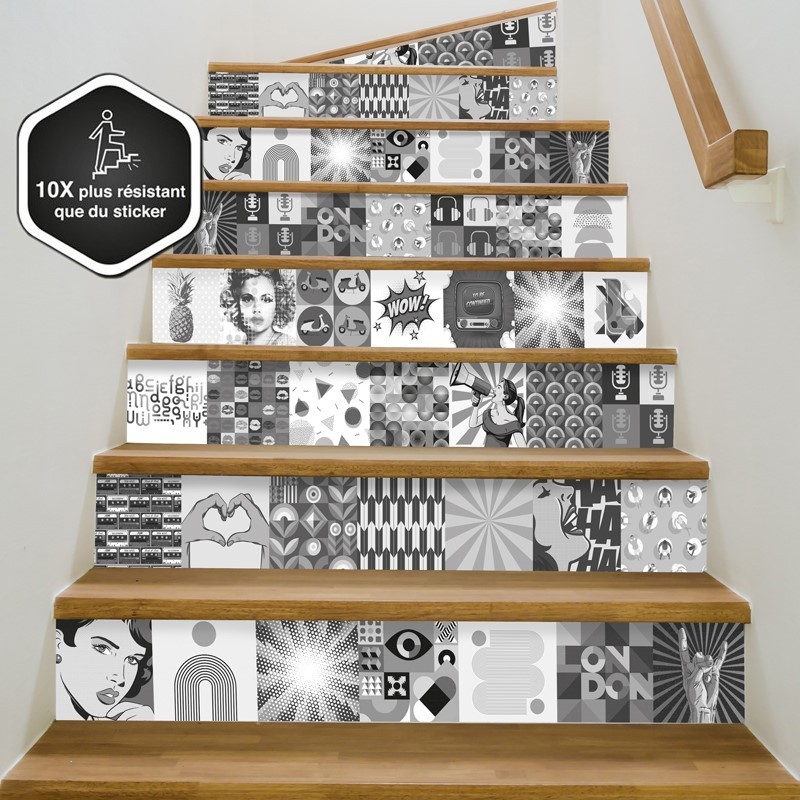 Contremarches motif pop art Contremarches motif pop art