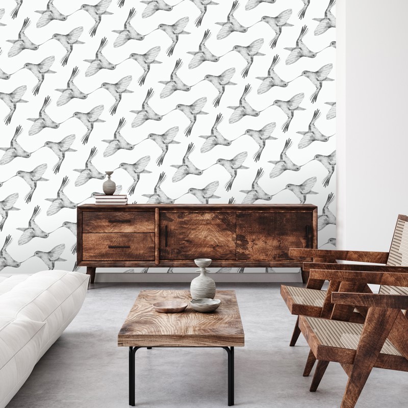 Papier peint pour décoration murale motif oiseaux