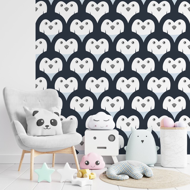 Papier peint chambre motif pingouin