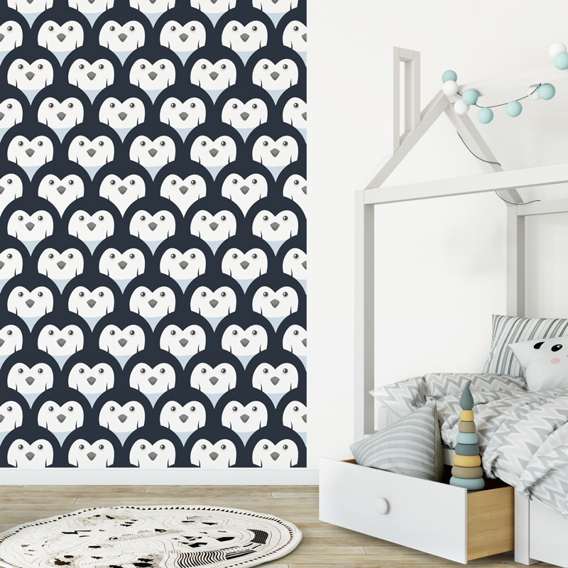 Papier peint animaux, motif pingouin