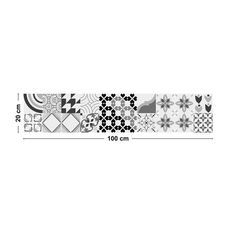 Bandeau adhésif motif carreaux de ciment gris Bandeau adhésif motif carreaux de ciment gris