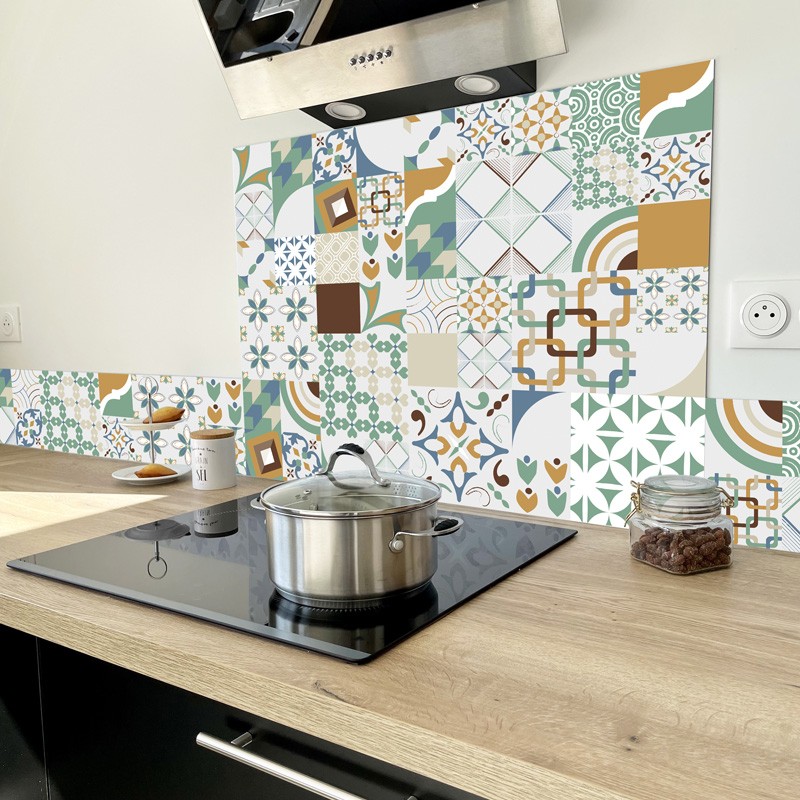 Crédence de cuisine à coller motif carreaux de ciment Crédence de cuisine à coller motif carreaux de ciment