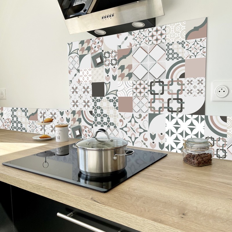 Crédence de cuisine à coller motif carreaux de ciment Crédence de cuisine à coller motif carreaux de ciment