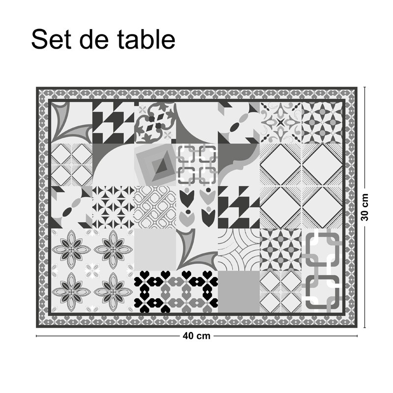 Set de table antidérapant carreaux de ciment Set de table antidérapant carreaux de ciment
