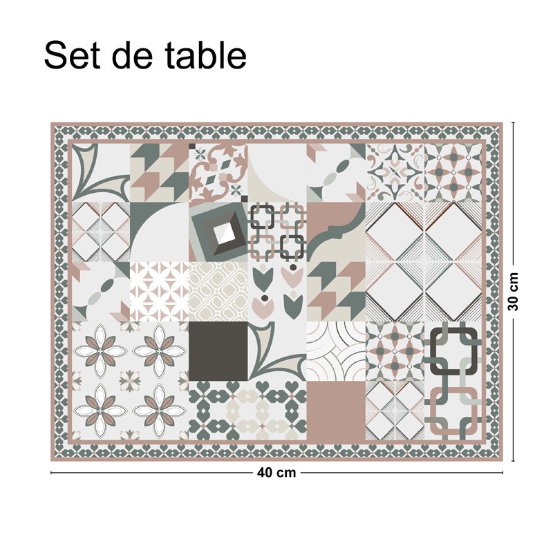 Set de table antidérapant motif carreaux de ciment