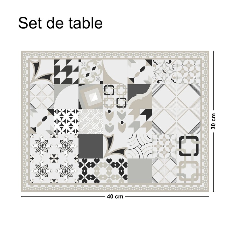 Set de table carreaux de ciment aux couleurs chaudes Set de table carreaux de ciment aux couleurs chaudes