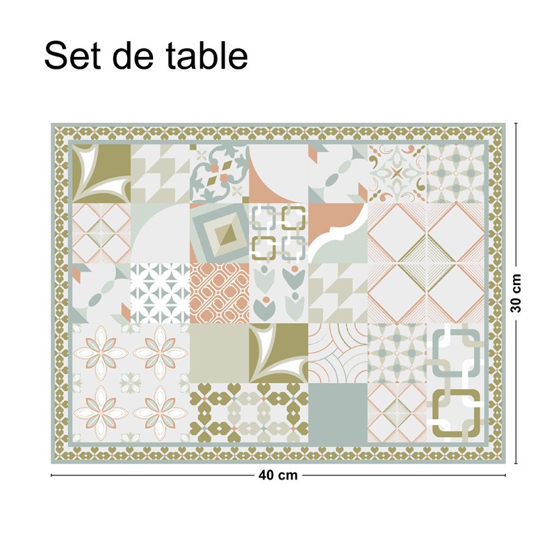 Set de table motif carreaux de ciment pastel