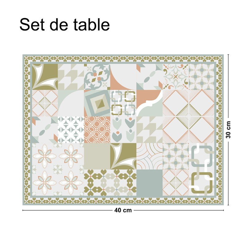 Set de table motif carreaux de ciment pastel Set de table motif carreaux de ciment pastel