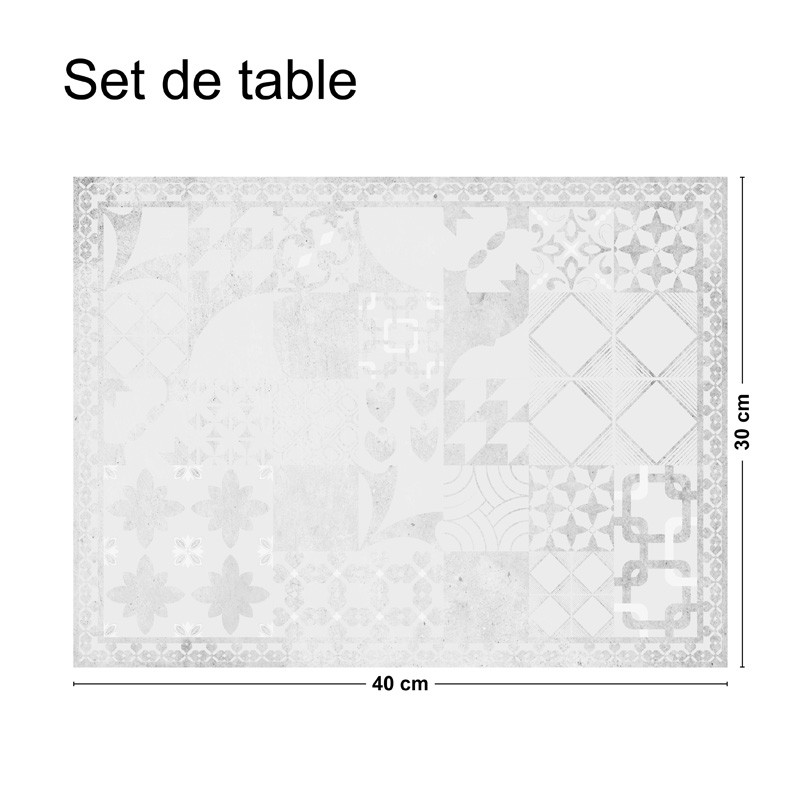 set de table vinyle motif carreaux de ciment effet usé