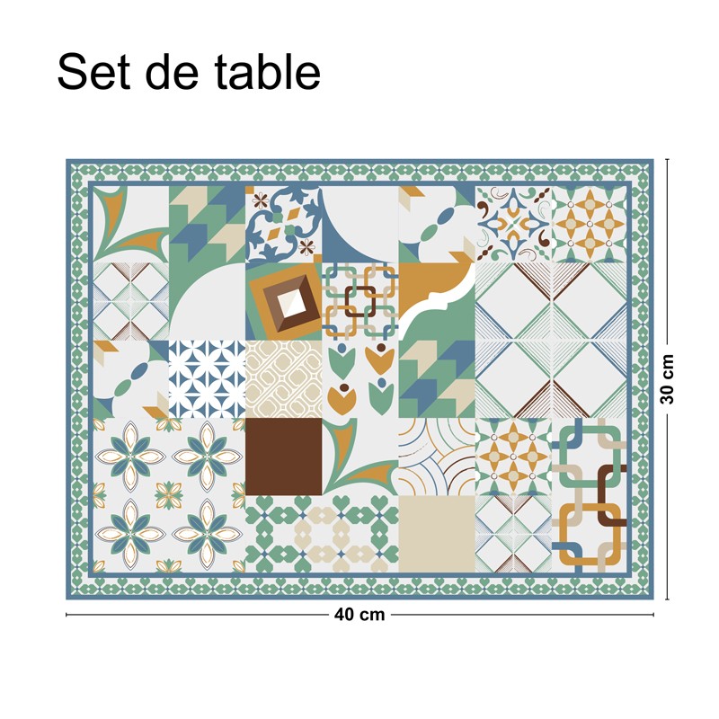 Set de table motif carreaux de ciment seventies