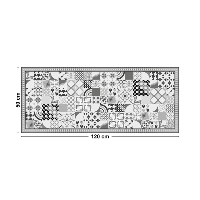 Tapis vinyle carreaux de ciment gris Tapis vinyle carreaux de ciment gris